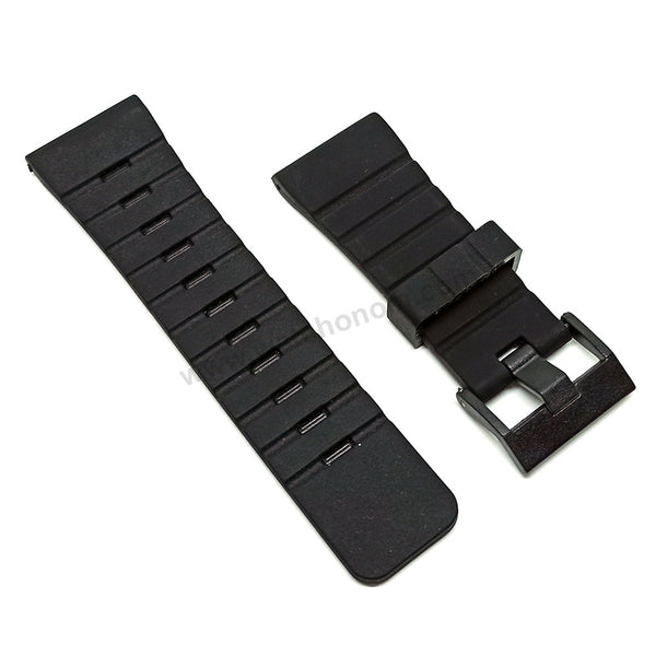 Fits/For Diesel DZ1241 - Soft Silicone Black Silicone/Rubber Replacement Watch Band Strap