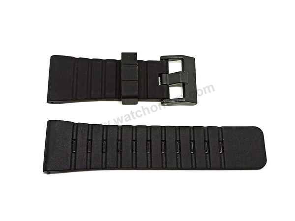 Fits/For Diesel DZ1241 - Soft Silicone Black Silicone/Rubber Replacement Watch Band Strap