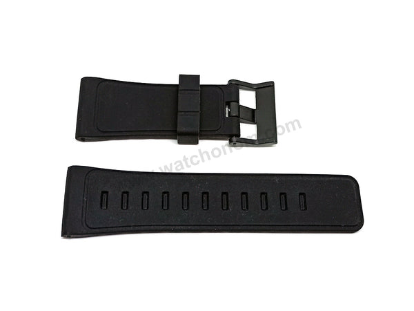 Fits/For Diesel DZ1241 - Soft Silicone Black Silicone/Rubber Replacement Watch Band Strap