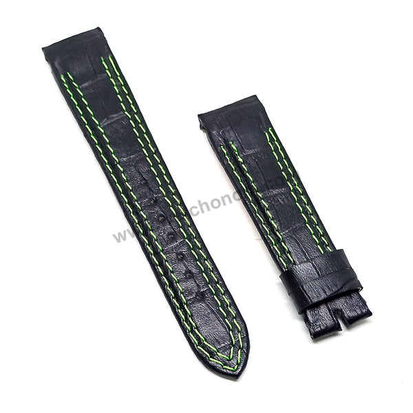 21mm Handmade Black Genuine Leather Watch Band Strap Compatible For Seiko Sportura SNAE97P1 - 7T62-0LA0