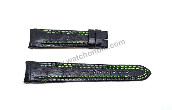 21mm Handmade Black Genuine Leather Watch Band Strap Compatible For Seiko Sportura SNAE97P1 - 7T62-0LA0