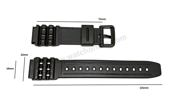 Genuine Casio DW-285 , DW-295 - 19mm Black Rubber Replacement Authentic NOS Watch Band Strap Belt