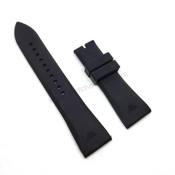 Fits/For Emporio Armani AR0336 , AR4238 - 24mm Gray Rubber Silicone Replacement Watch Band Strap Belt