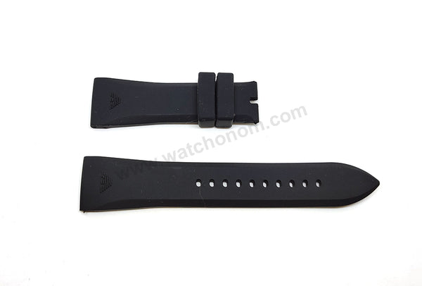 Fits/For Emporio Armani AR4237 , AR4239 , AR4240 - 24mm Black Rubber Silicone Replacement Watch Band Strap Belt