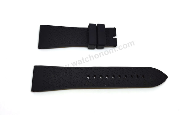 Fits/For Emporio Armani AR4237 , AR4239 , AR4240 - 24mm Black Rubber Silicone Replacement Watch Band Strap Belt