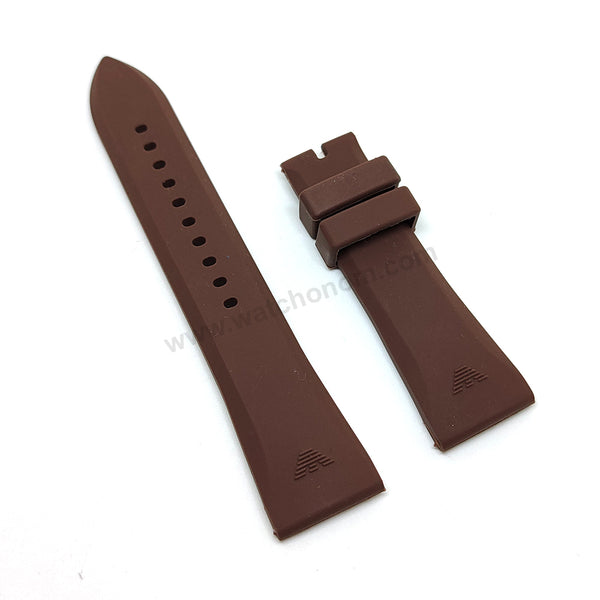 Fits/For Emporio Armani AR0336 , AR4238 - 24mm Gray Rubber Silicone Replacement Watch Band Strap Belt