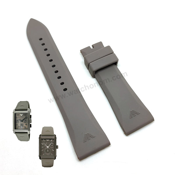 Fits/For Emporio Armani AR0336 , AR4238 - 24mm Gray Rubber Silicone Replacement Watch Band Strap Belt