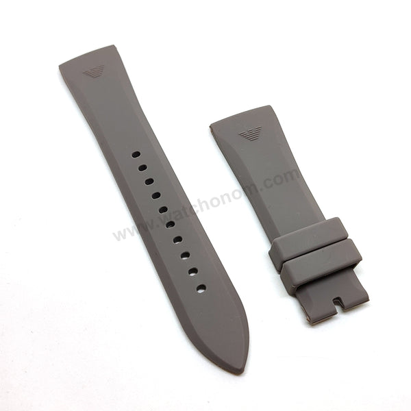 Fits/For Emporio Armani AR0336 , AR4238 - 24mm Gray Rubber Silicone Replacement Watch Band Strap Belt
