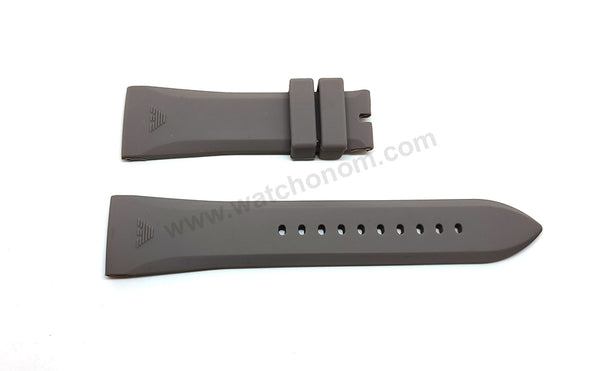 Fits/For Emporio Armani AR0336 , AR4238 - 24mm Gray Rubber Silicone Replacement Watch Band Strap Belt