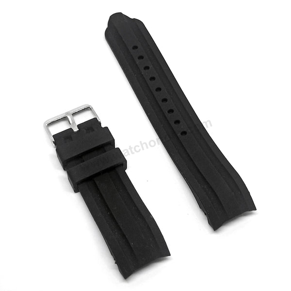 Fits/For Guess W1109G1 Crew - Black Silicone Replacement Watch Band Belt Strap Belt