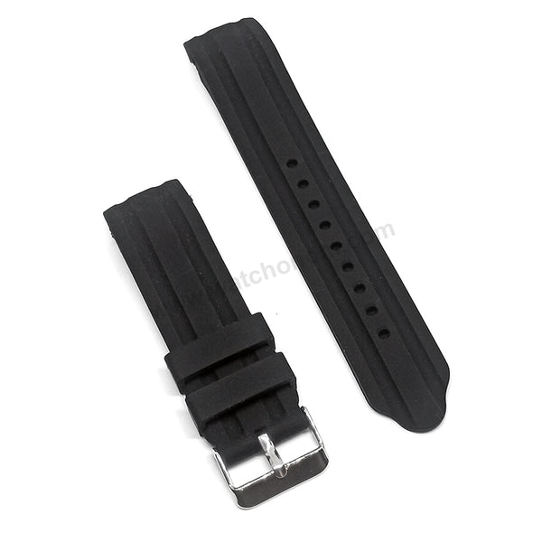 Fits/For Guess W1109G1 Crew - Black Silicone Replacement Watch Band Belt Strap Belt
