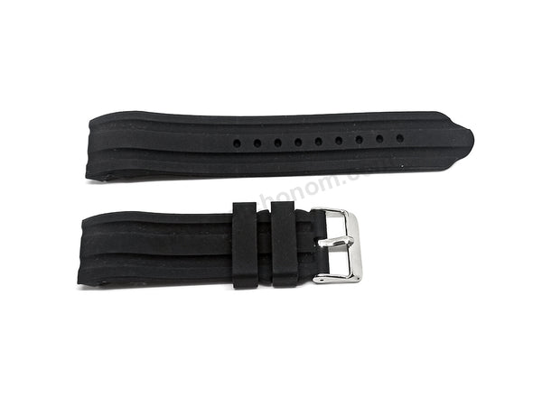 Fits/For Guess W1109G1 Crew - Black Silicone Replacement Watch Band Belt Strap Belt