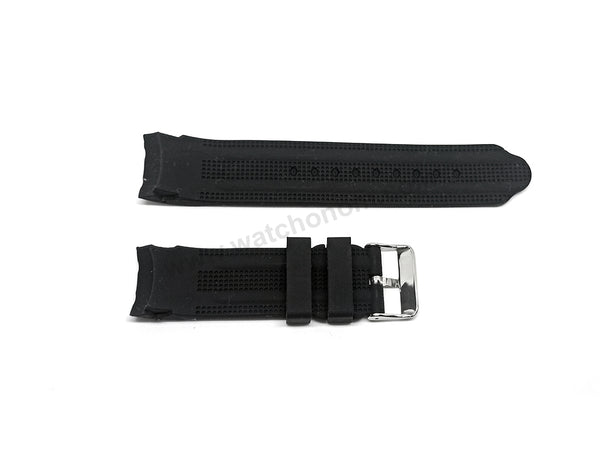 Fits/For Guess W1109G1 Crew - Black Silicone Replacement Watch Band Belt Strap Belt