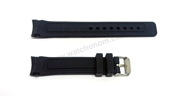 Fits/for Lacoste 2000662 / LC-54-3-27-2272 - 2000671 / LC-54-3-27-2287 - 18mm Black Silicone Replacement Curved End Watch Strap Band Belt