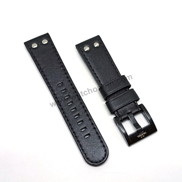22mm Black Genuine Leather Watch Band Strap Compatible For TW Steel CE1031 , CE1032 , CE1033 , CE1034 , CE1033R , CE1034R , CEB103 , CEB115 , CEB116 , NR6 , CE1052 , CE1051