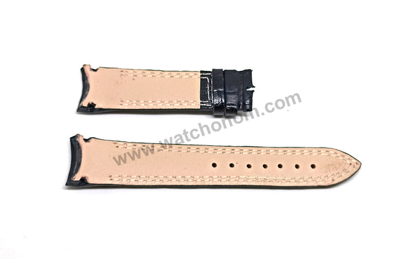 21mm Handmade Black Genuine Leather Watch Band Strap Compatible For Seiko Sportura SNAE95P2 - 7T62-0LA0