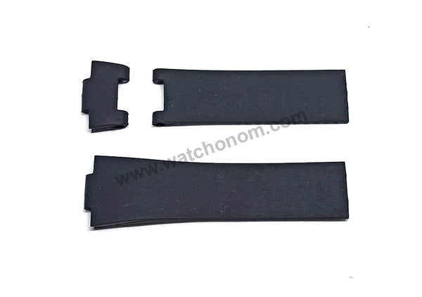 Fits/For Ulysse Nardin HJ-107 - 12mmx25mm Black Rubber Replacement Watch Band Strap Belt