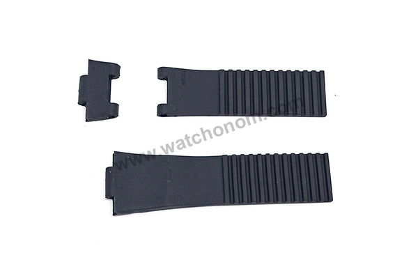 Fits/For Ulysse Nardin HJ-107 - 12mmx25mm Black Rubber Replacement Watch Band Strap Belt