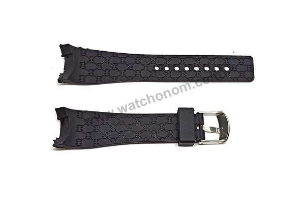 22mm Black Rubber Curved End Replacement Watch Band / Strap - Compatible for Gucci