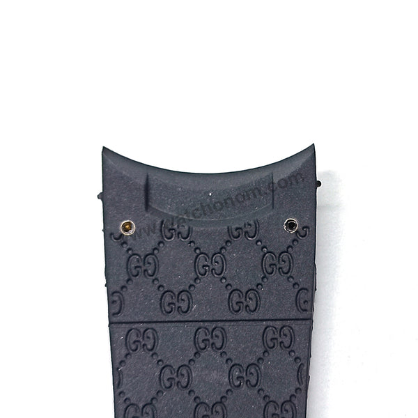 26mm Black Rubber Watch Band / Strap Compatible with Gucci YA114-2/071 i-gucci digital watch 114, 114-2, YA114207, 316L