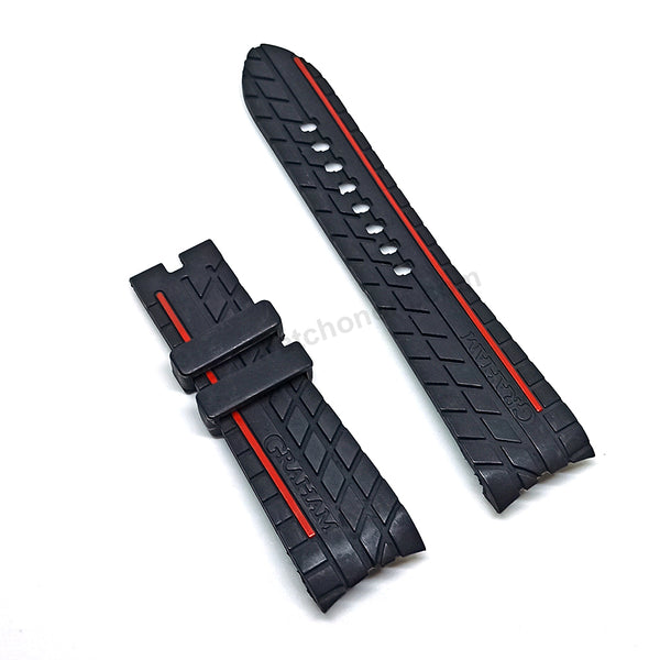 Fits/For Graham Silverstone - 24mm Black Rubber Replacement Tire Pattern Curved end Watch Band Strap Belt