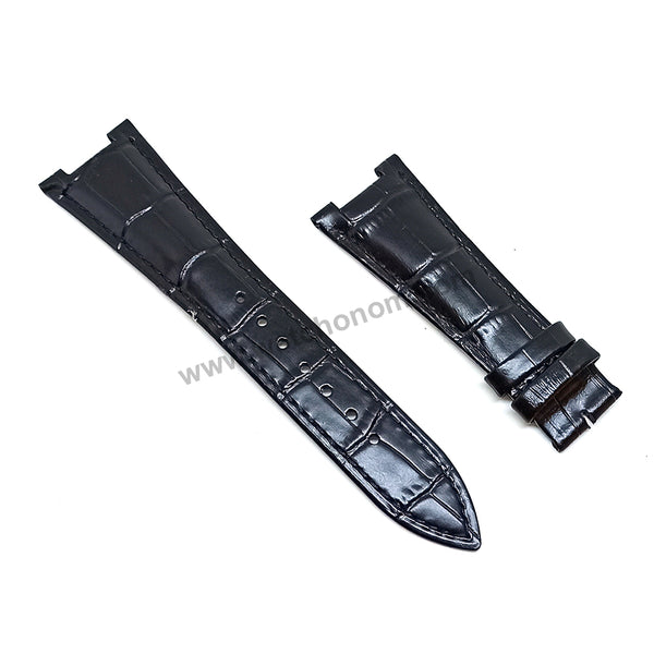 Compatible with Patek Philippe Nautilus 5726A , 5712G , 5712GR , 5712GA , 5980R - 25mm Black , Brown Genuine Leather Replacement Watch Strap Band