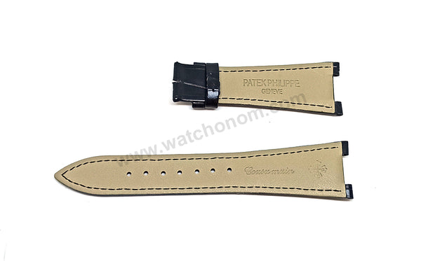 Compatible with Patek Philippe Nautilus 5726A , 5712G , 5712GR , 5712GA , 5980R - 25mm Black , Brown Genuine Leather Replacement Watch Strap Band