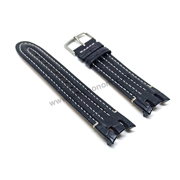 Swatch Irony Retrograde Genuine Leather Replacement Watch Strap Band - 22mm Black , Brown , Navy Blue