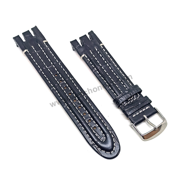 Swatch Irony Retrograde Genuine Leather Replacement Watch Strap Band - 22mm Black , Brown , Navy Blue