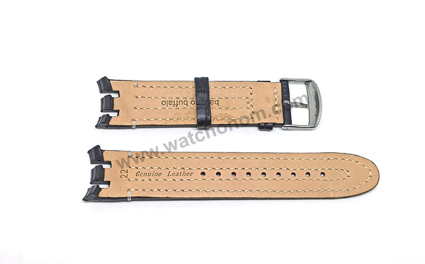 Swatch Irony Retrograde Genuine Leather Replacement Watch Strap Band - 22mm Black , Brown , Navy Blue