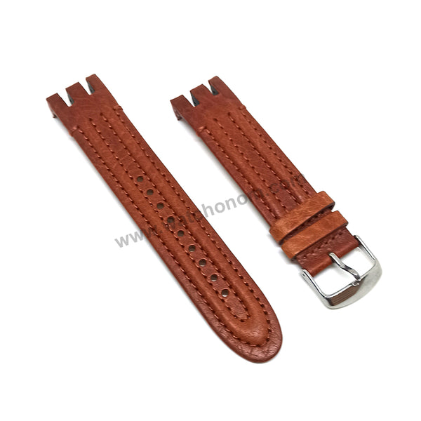 Swatch Irony Retrograde Genuine Leather Replacement Watch Strap Band - 22mm Black , Brown , Navy Blue