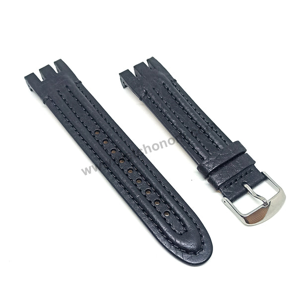 Swatch Irony Retrograde Genuine Leather Replacement Watch Strap Band - 22mm Black , Brown , Navy Blue
