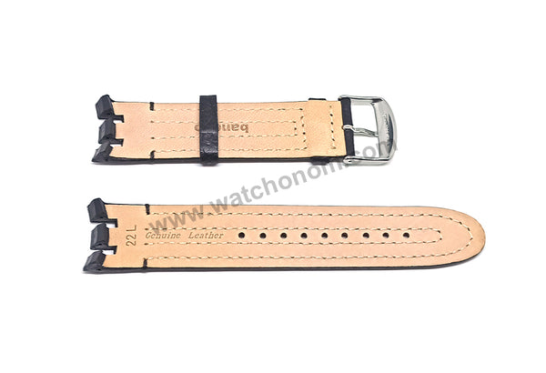 Swatch Irony Retrograde Genuine Leather Replacement Watch Strap Band - 22mm Black , Brown , Navy Blue
