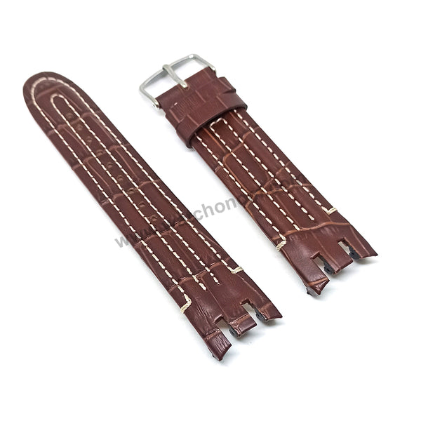 Swatch Irony Retrograde Genuine Leather Replacement Watch Strap Band - 22mm Black , Brown , Navy Blue