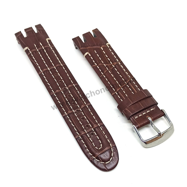 Swatch Irony Retrograde Genuine Leather Replacement Watch Strap Band - 22mm Black , Brown , Navy Blue