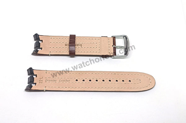 Swatch Irony Retrograde Genuine Leather Replacement Watch Strap Band - 22mm Black , Brown , Navy Blue