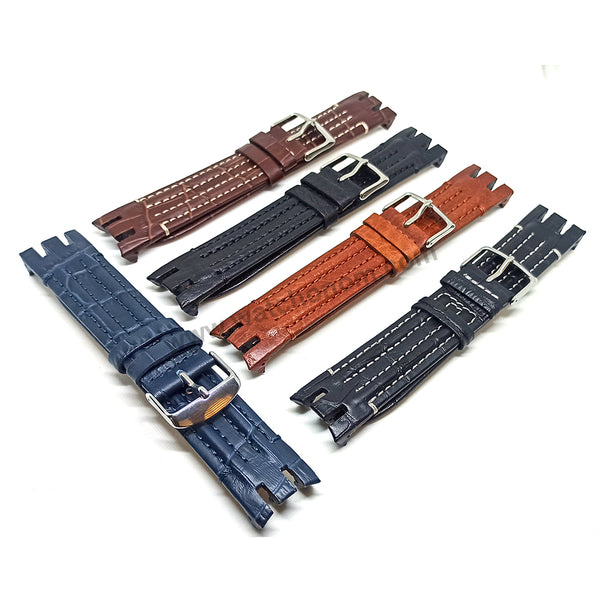 Swatch Irony Retrograde Genuine Leather Replacement Watch Strap Band - 22mm Black , Brown , Navy Blue