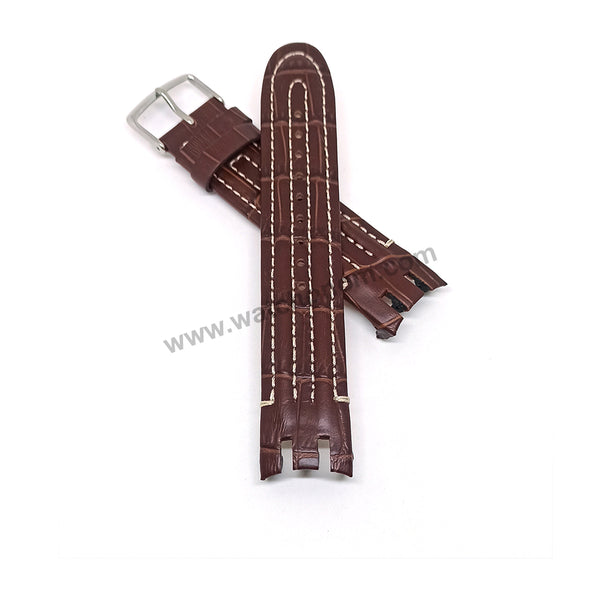 Swatch Irony Retrograde Genuine Leather Replacement Watch Strap Band - 22mm Black , Brown , Navy Blue