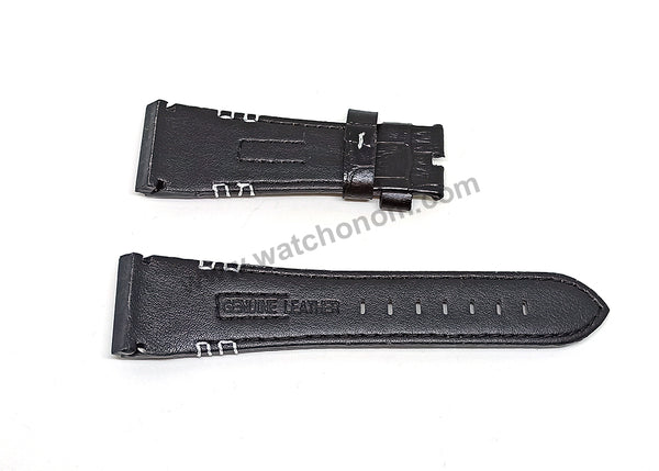 Seiko Velatura 5M65-0AD0 , SUN013P1 Black Genuine Leather 26mm Watch Band Strap