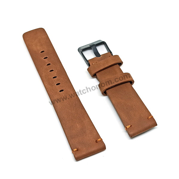 Compatible with Diesel DZ7337 , DZ4569 , DZ4470 , DZ1863 , DZ1903 , DZ1736 - 22mm Light Brown Genuine Leather Watch Strap Band
