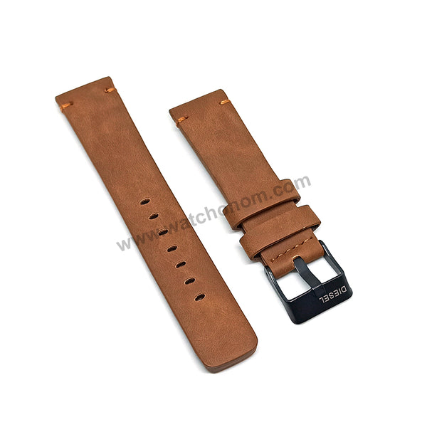 Compatible with Diesel DZ7337 , DZ4569 , DZ4470 , DZ1863 , DZ1903 , DZ1736 - 22mm Light Brown Genuine Leather Watch Strap Band