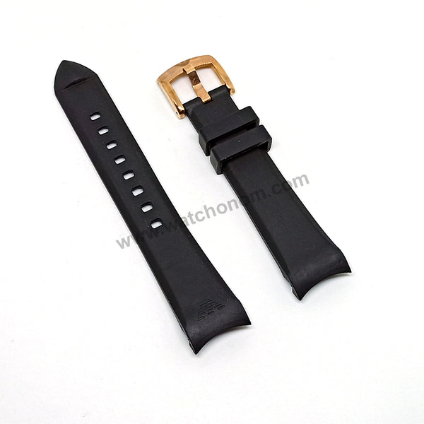 Compatible Emporio Armani 18mm Black Rubber Curved end Replacement Watch Band Strap