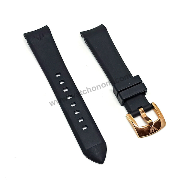 Compatible Emporio Armani 18mm Black Rubber Curved end Replacement Watch Band Strap