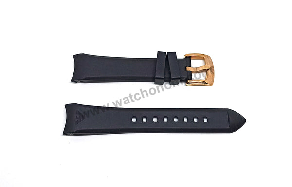 Compatible Emporio Armani 18mm Black Rubber Curved end Replacement Watch Band Strap
