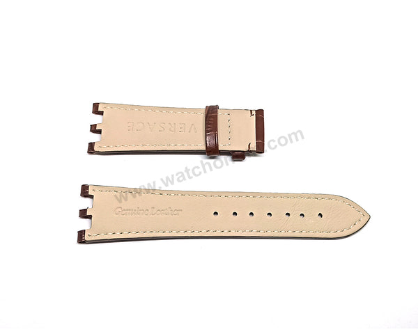 24mm Brown Genuine Leather Watch Band Strap Compatible for Versace V-Race 29G60D598S497 , VERSACE V-RACE DIVER VAK060016