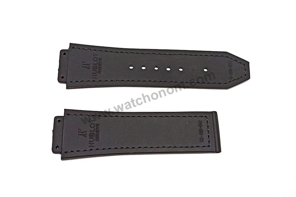 19mm Blue Suede Leather On Black Rubber Replacement Watch Band Strap Compatible with Hublot 45mm cases