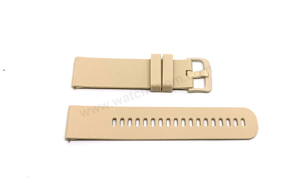 Fits/For Lotus 15762/2 with Beige Silicone/Rubber Replacement Watch Band Strap Belt