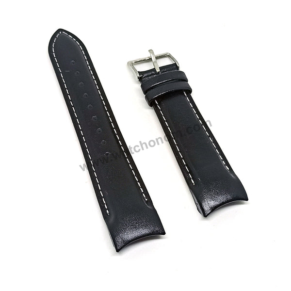 Compatible for Aviator AVW5839G4 , AVW5839G115 , AVW5839G45 , AVW1900G242 - 22mm Black Leather Curved End Replacement Military Watch Band / Strap