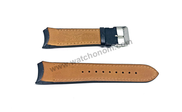 Compatible for Aviator AVW5839G4 , AVW5839G115 , AVW5839G45 , AVW1900G242 - 22mm Black Leather Curved End Replacement Military Watch Band / Strap