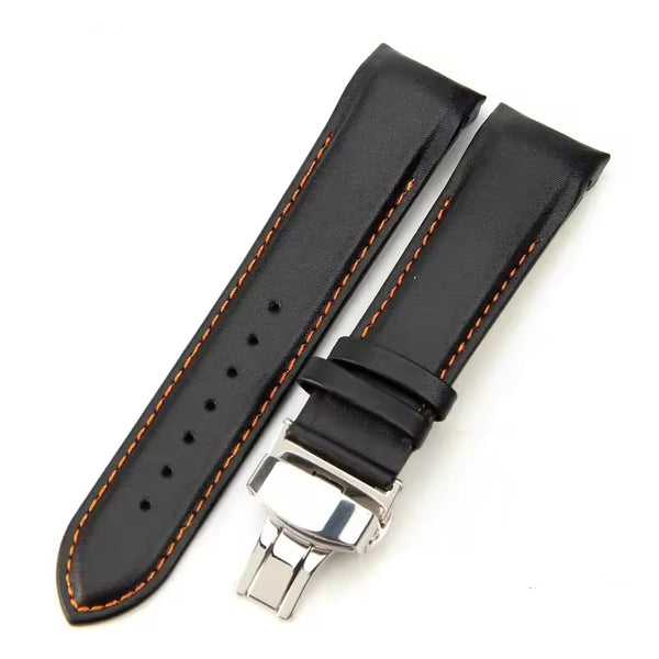 Compatible for Aviator AVW5839G4 , AVW5839G115 , AVW5839G45 , AVW1900G242 - 22mm Black Leather Curved End Replacement Military Watch Band / Strap